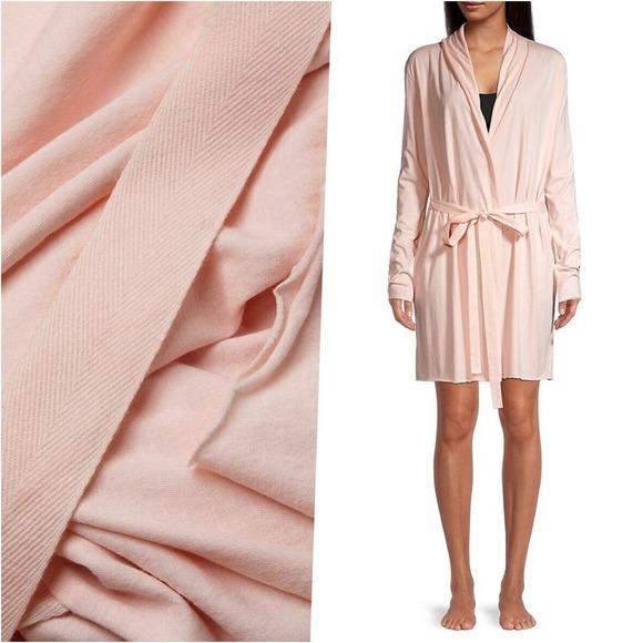 Skin Organic Pima Cotton Wrap Robe Pearl Pink Small NWOT - Picture 1 of 10